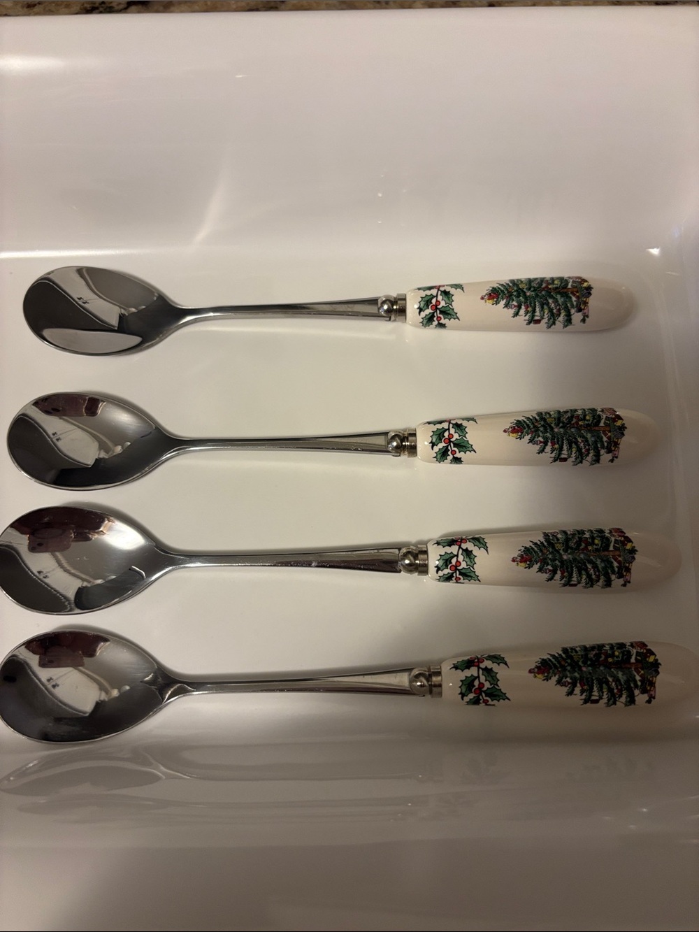 Spode Christmas Tree dessert spoons set of 4